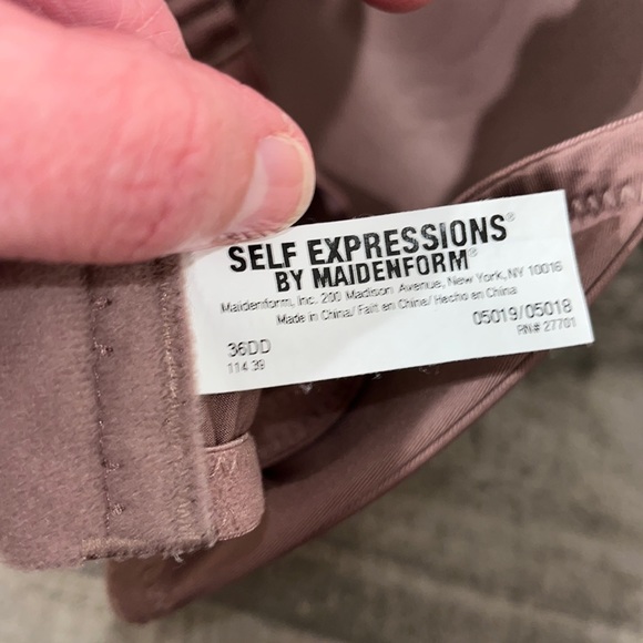 EUC Women’s Self Expressions by Maidenform Wirefree Dark Taupe/Lace Bra (36DD) - Picture 3 of 5